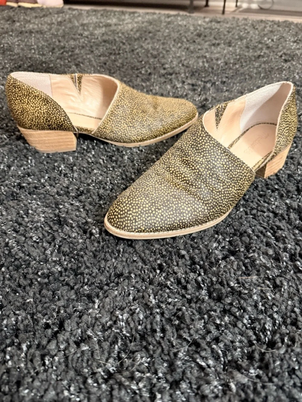 Madewell Size 9 Genuine Calf Hair Loafer Booties Animal Print Block Heel - Picture 12 of 12